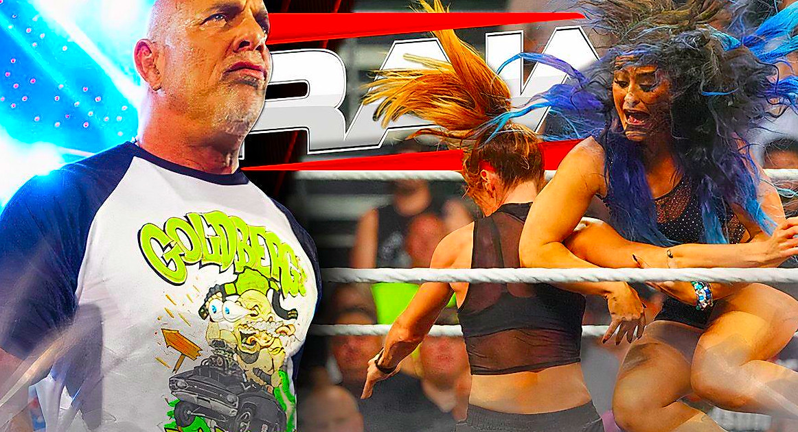Goldberg, Becky Lynch, and Lyra Valkyria on WWE Raw