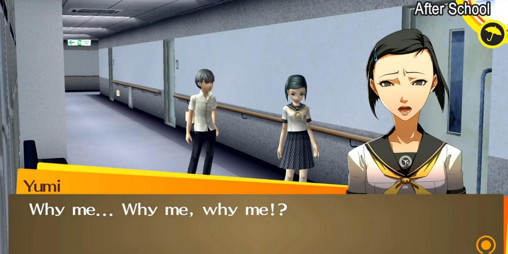 Talking to Yumi in Persona 4 Golden