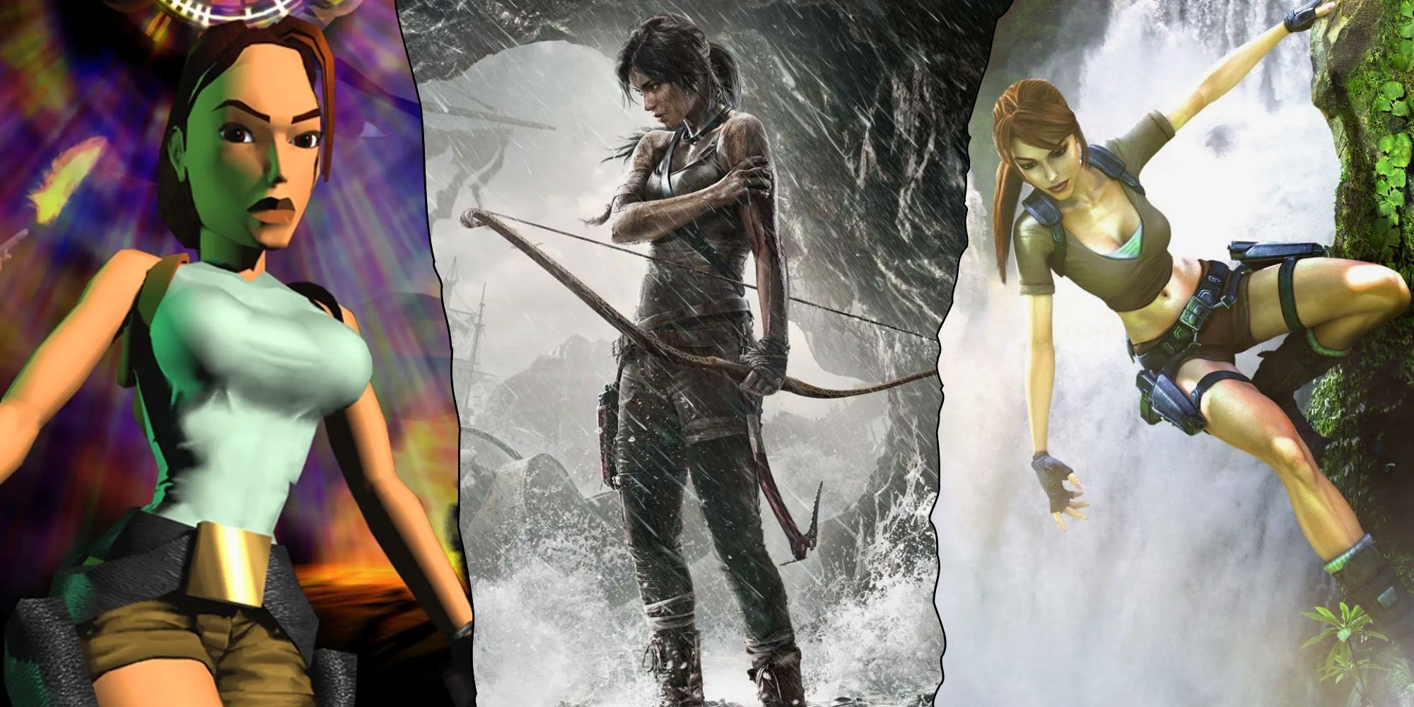 Collage of Lara Croft throughout different video games