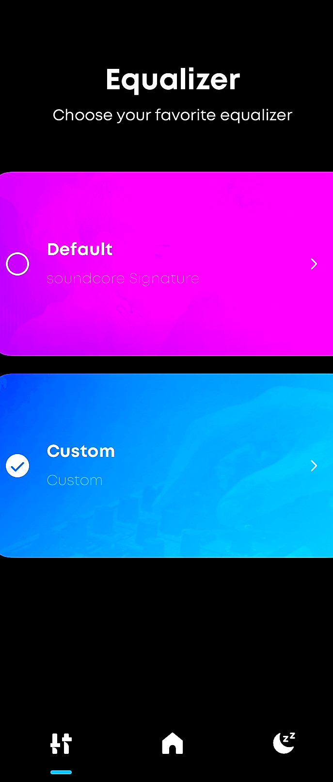 Sound equalizer in Soundcore mobile app