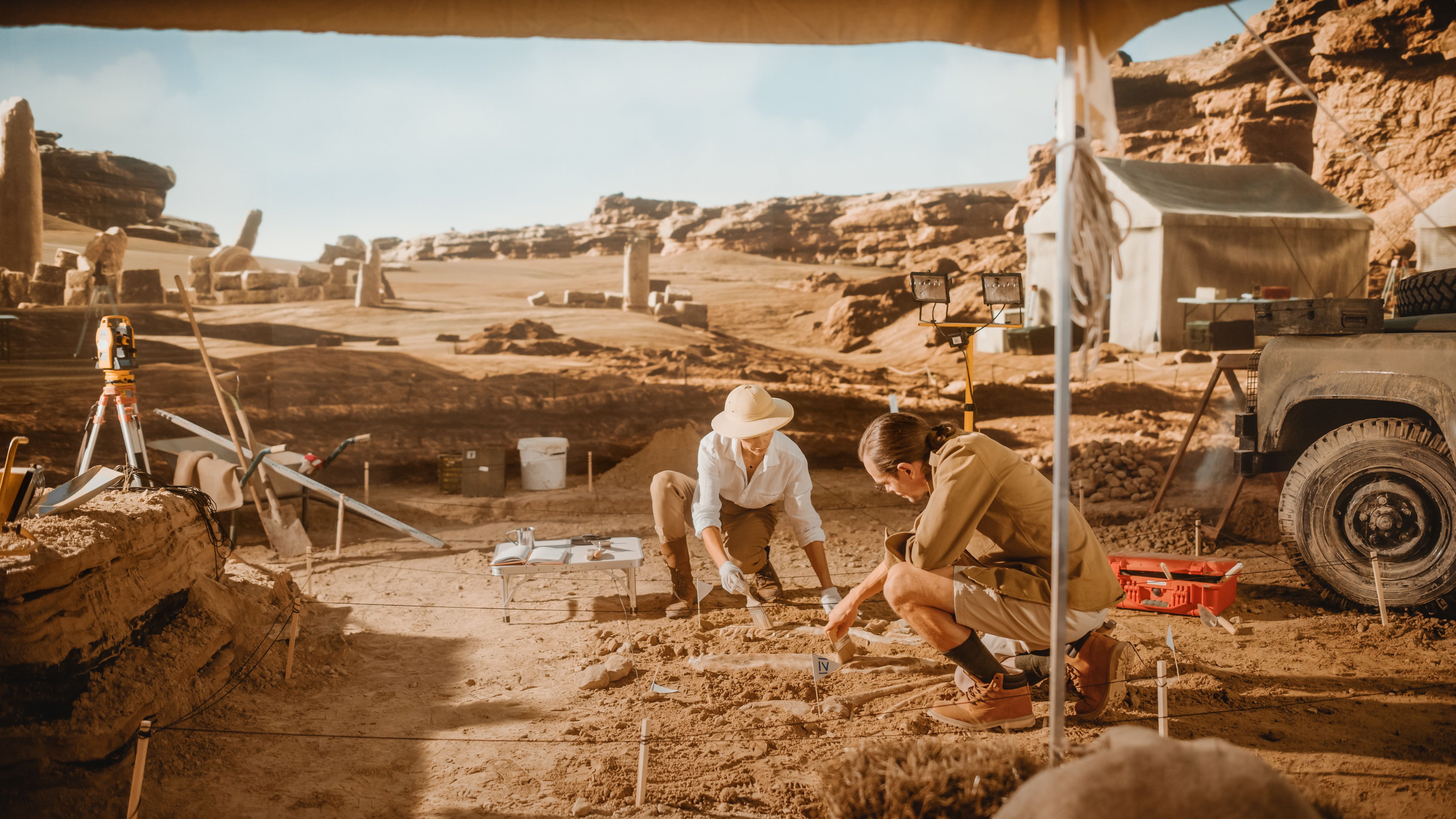 Archaeologists on a dig