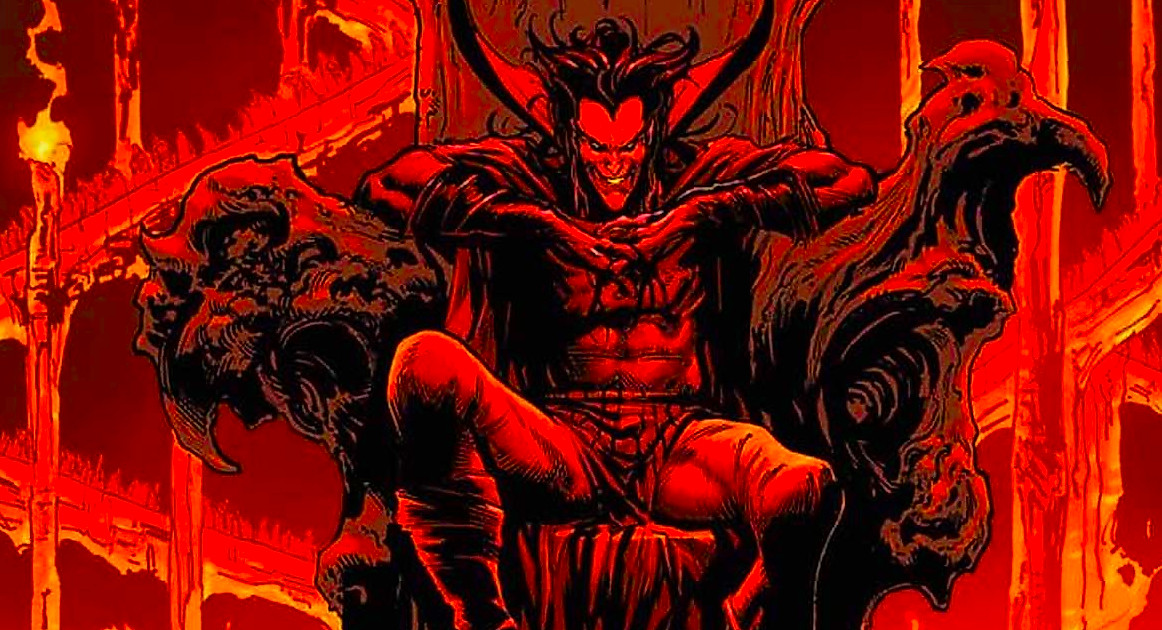 Mephisto sits on a throne in Marvel Comics