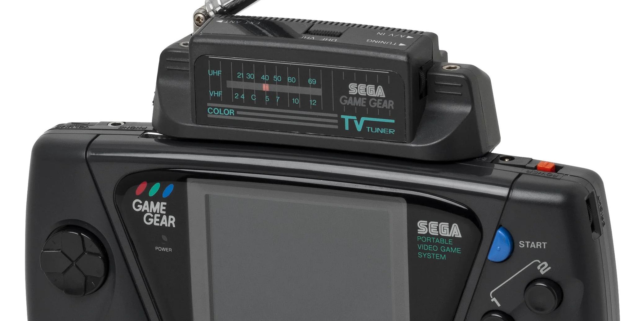 Closeup shot of the Game Gear TV Tuner addon, taken from Sega Retro.