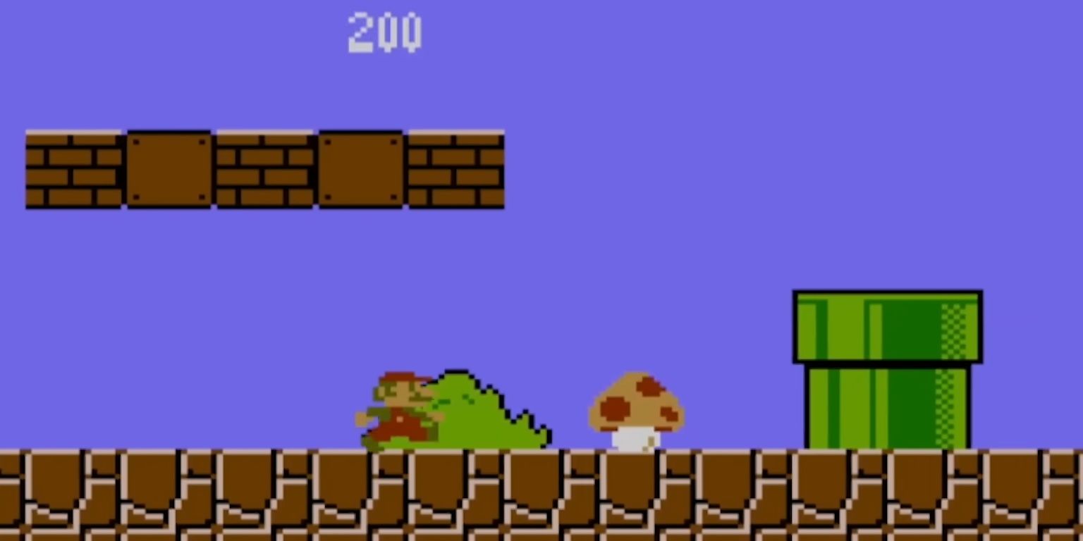 Mario approaches a Super Mushroom in Super Mario Bros.