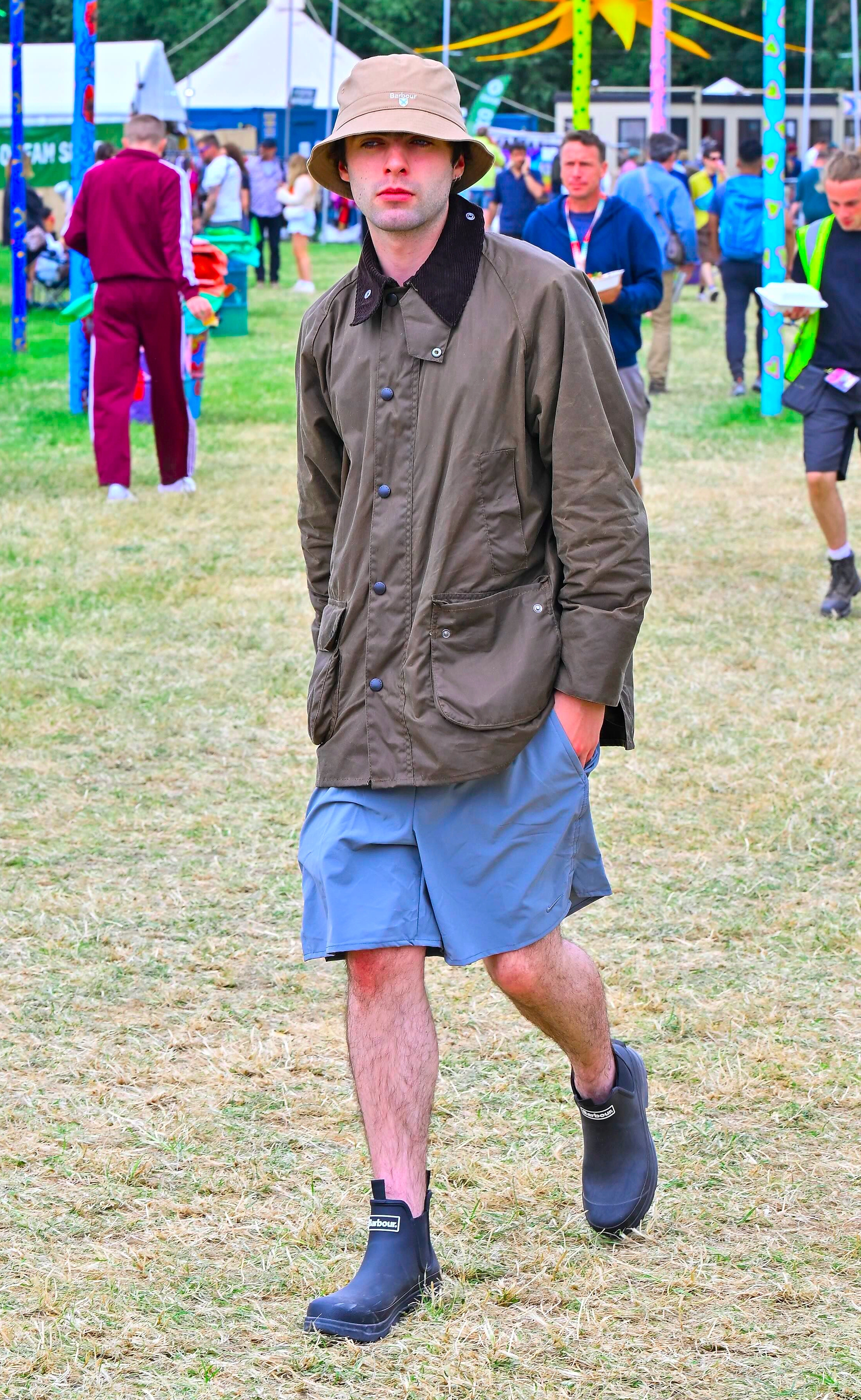 glastonbury, england june 28: lennon gallagher is seen on day one of the glastonbury festival wearing iconic british heritage brand barbour on june 28, 2024 in glastonbury, england. (photo by jed cullen/dave benett/getty images)