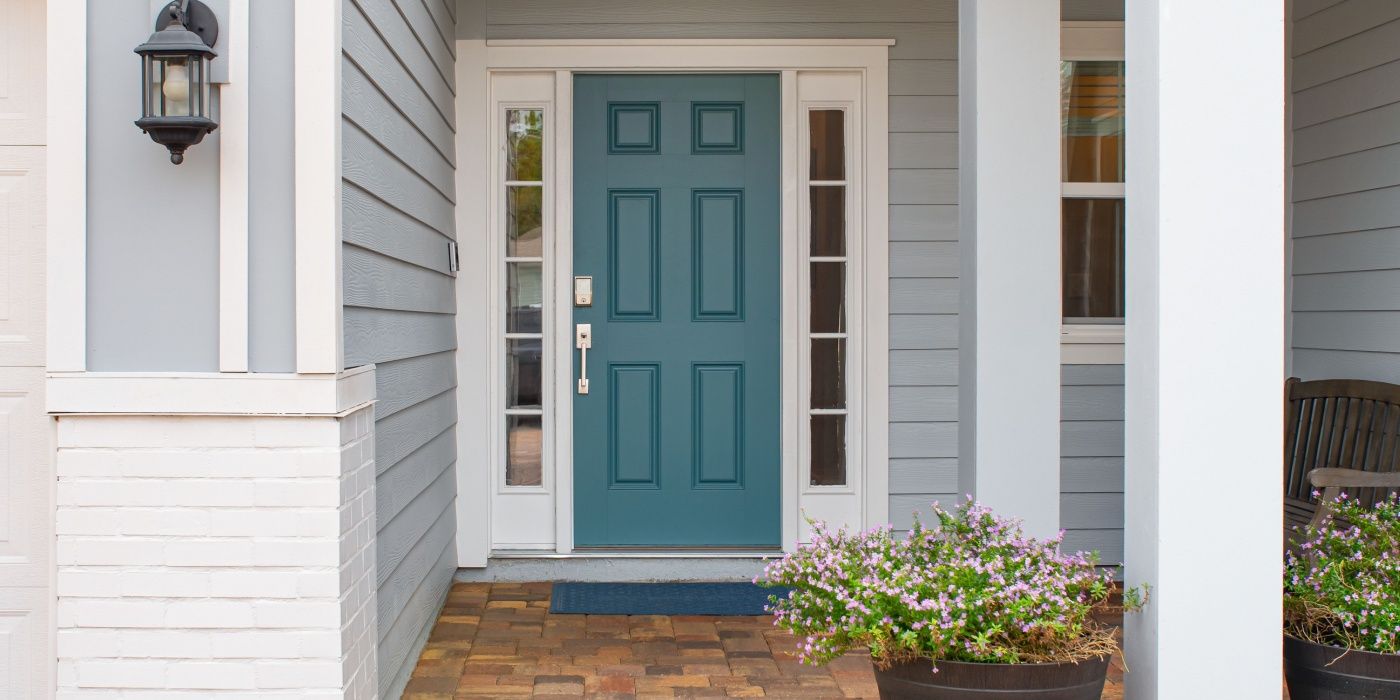 Newly installed blue door 