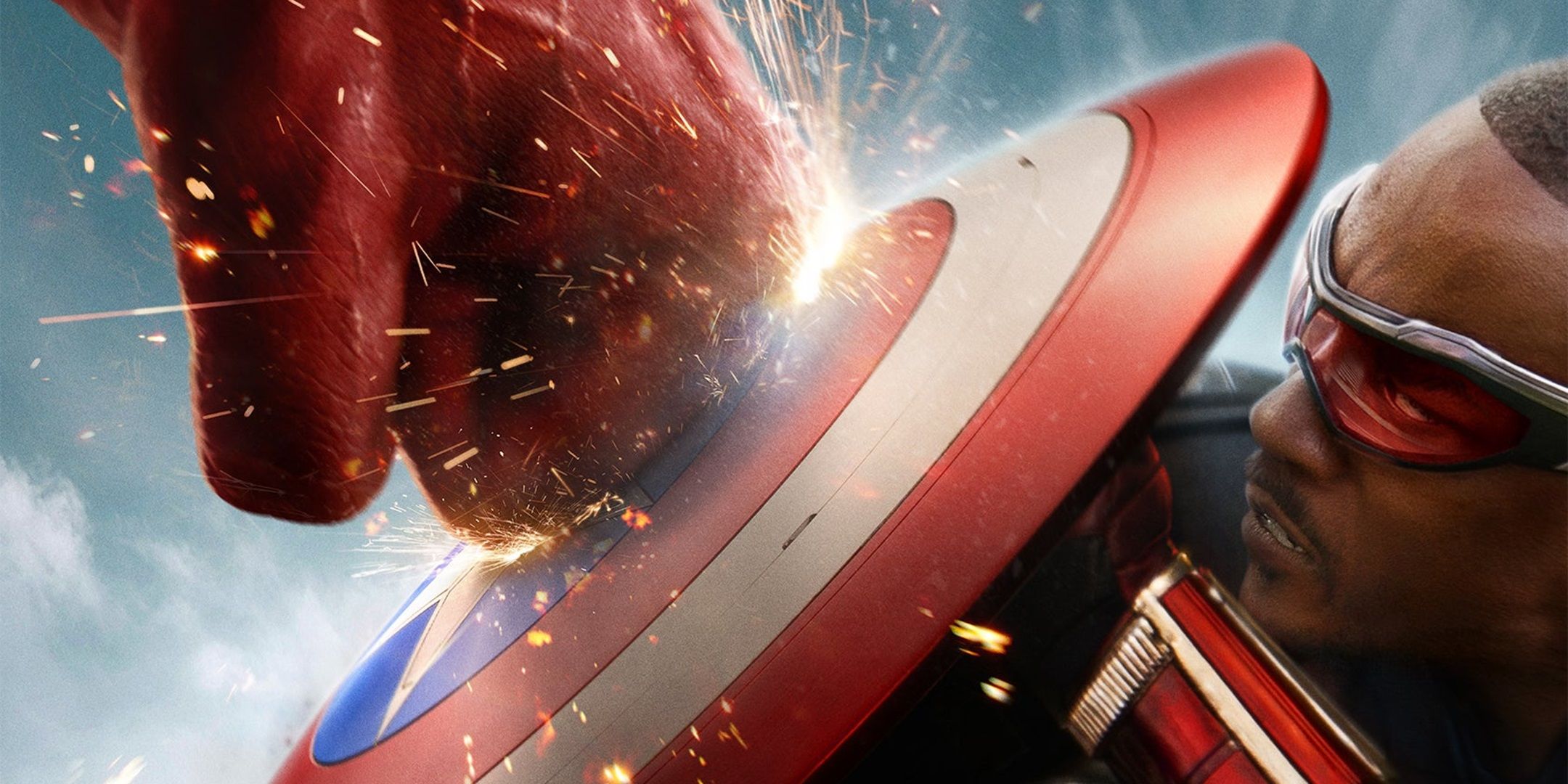 The Red Hulk punches Cap's shieLd.