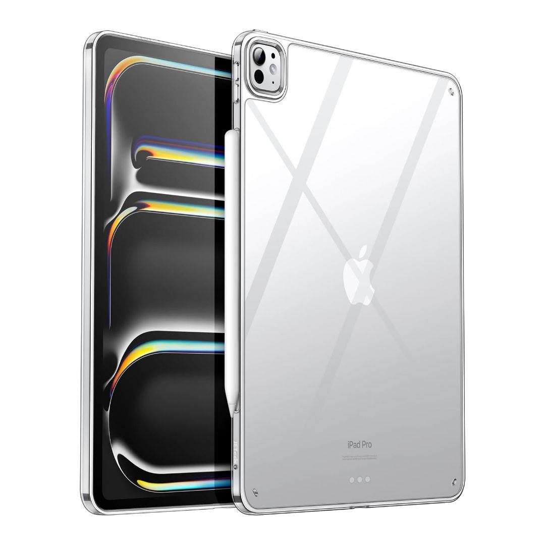 JETech Clear Case for iPad Pro 13, front and back views