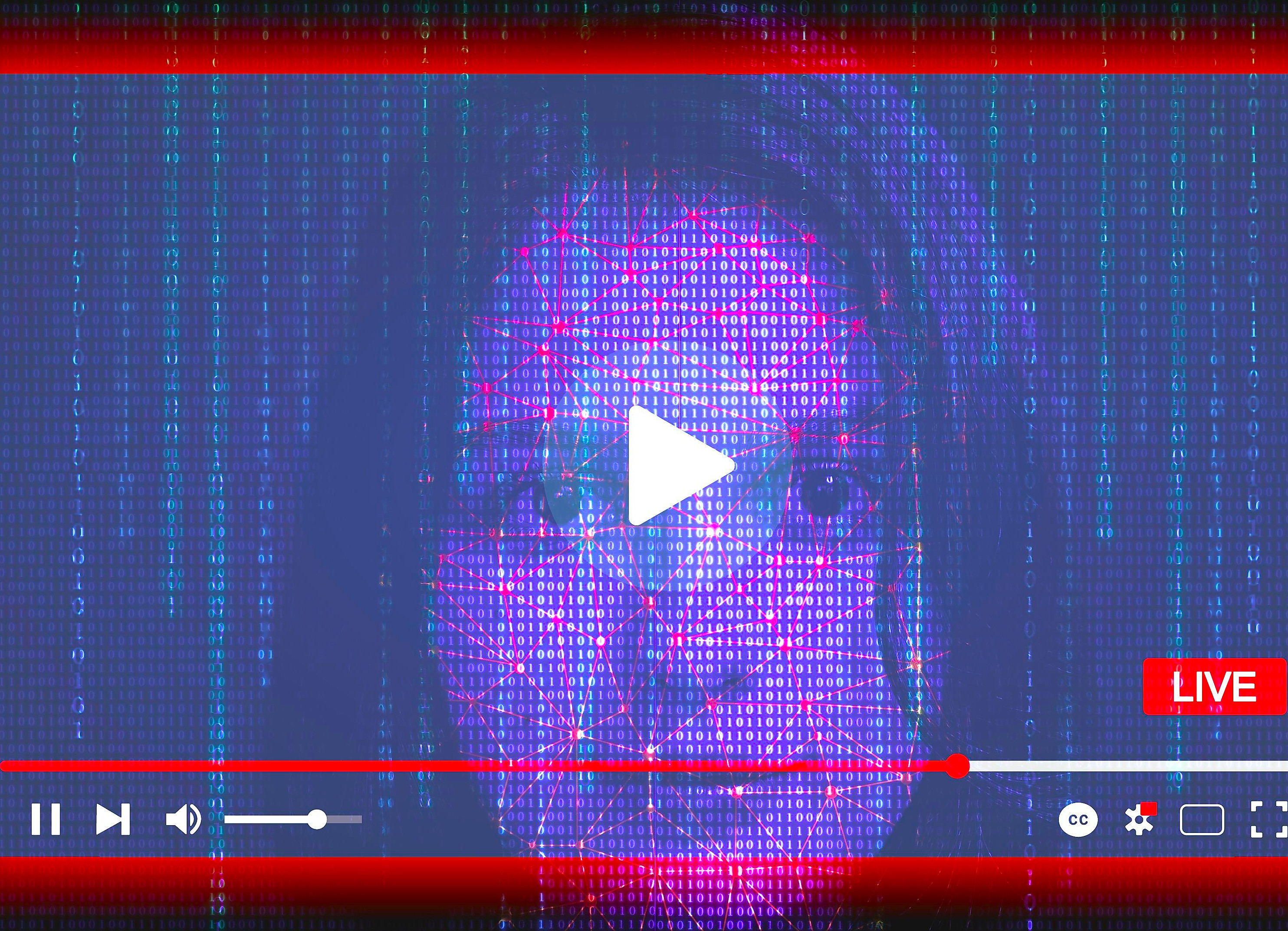 youtube player with ai image of womans face