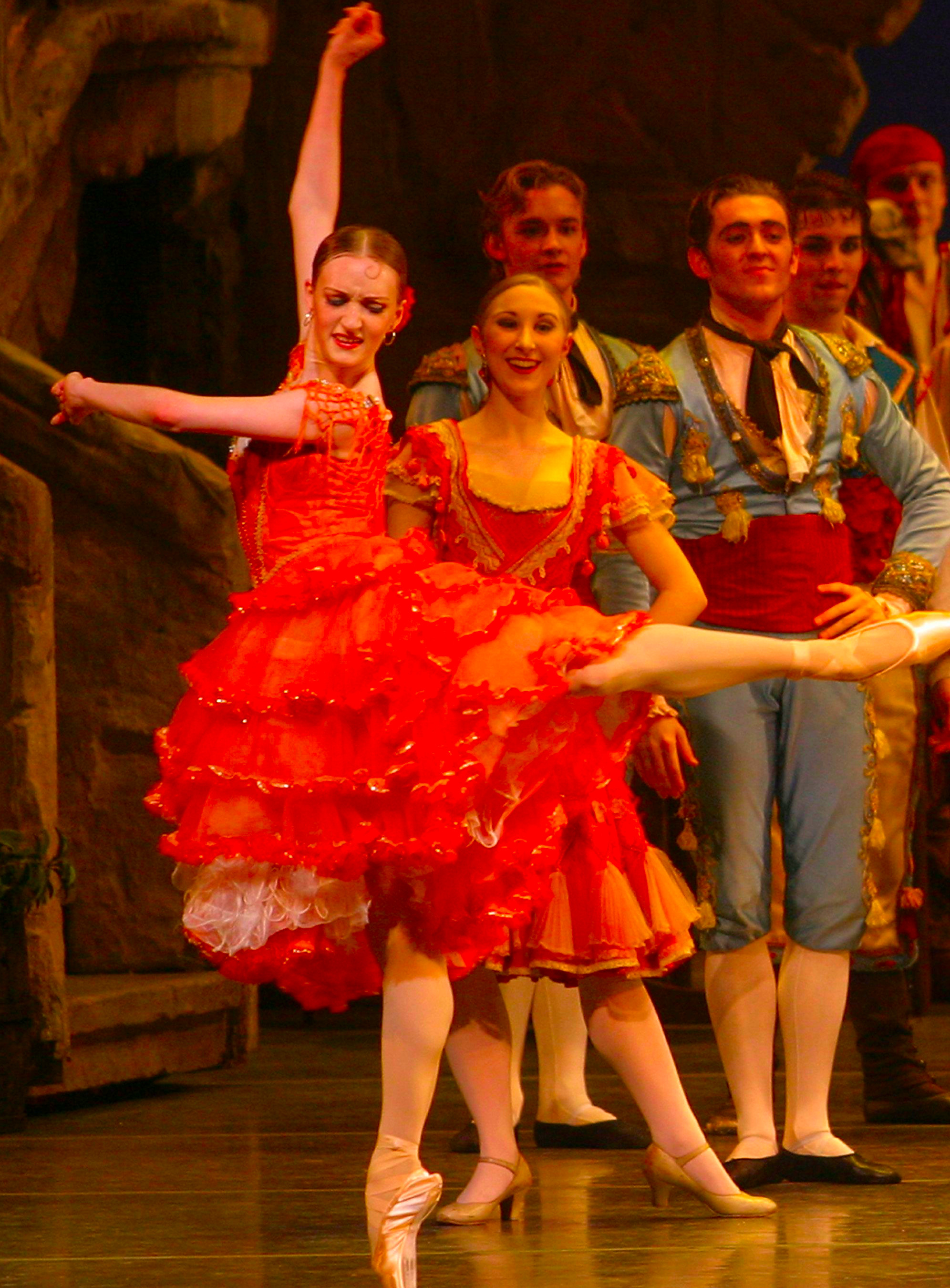 ballet performance featuring dancers in vibrant costumes