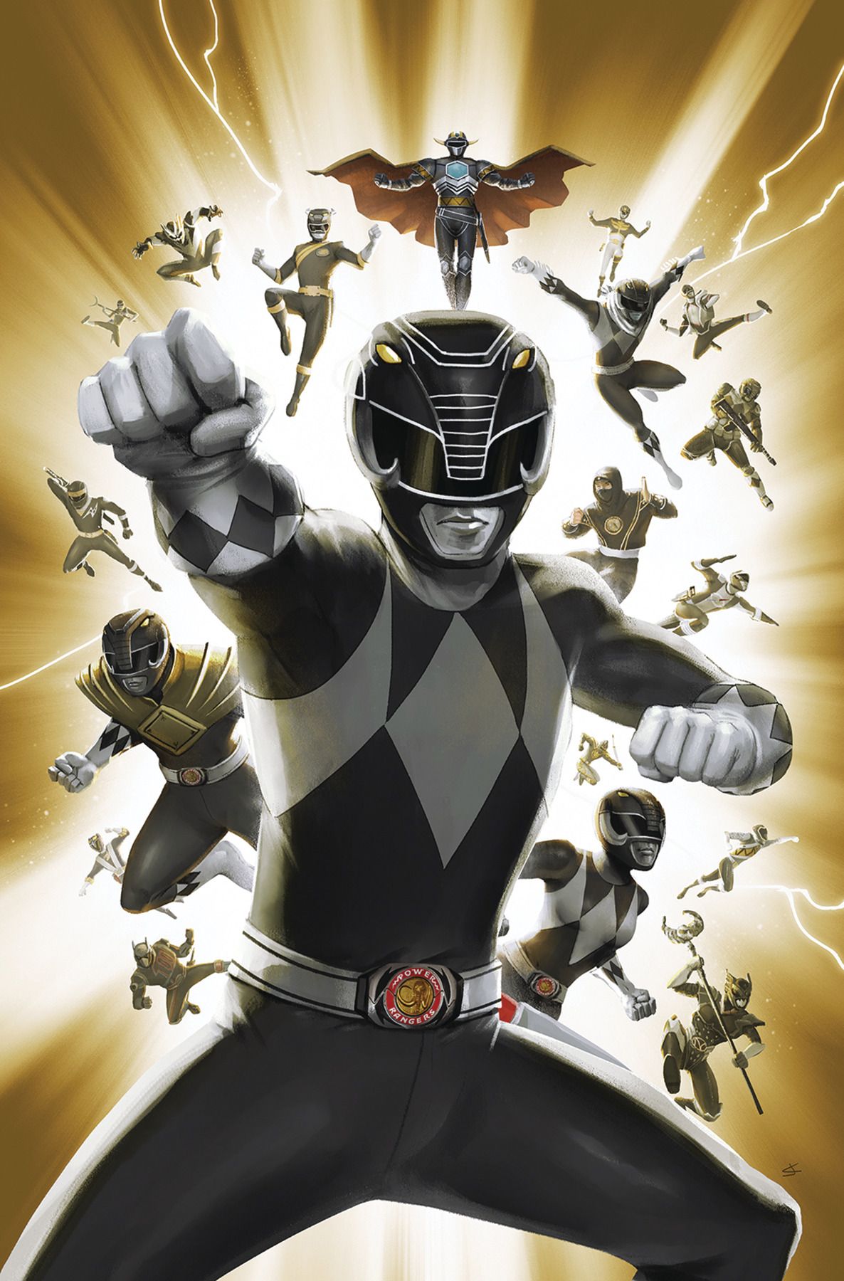 A collage of the Black Rangers from Power Rangers form a custom image.