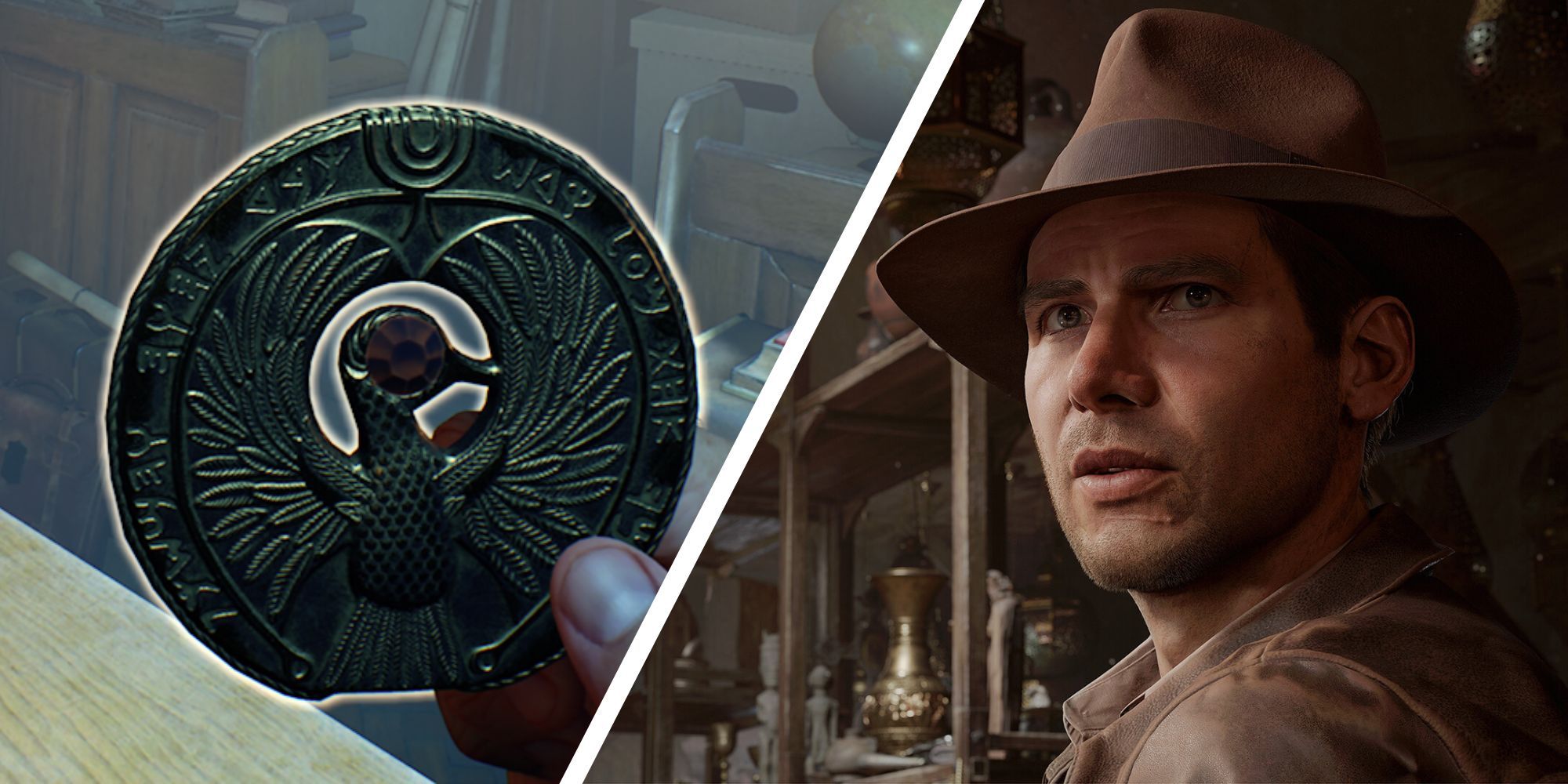 Indiana Jones and the Great Circle split image amulet and indy