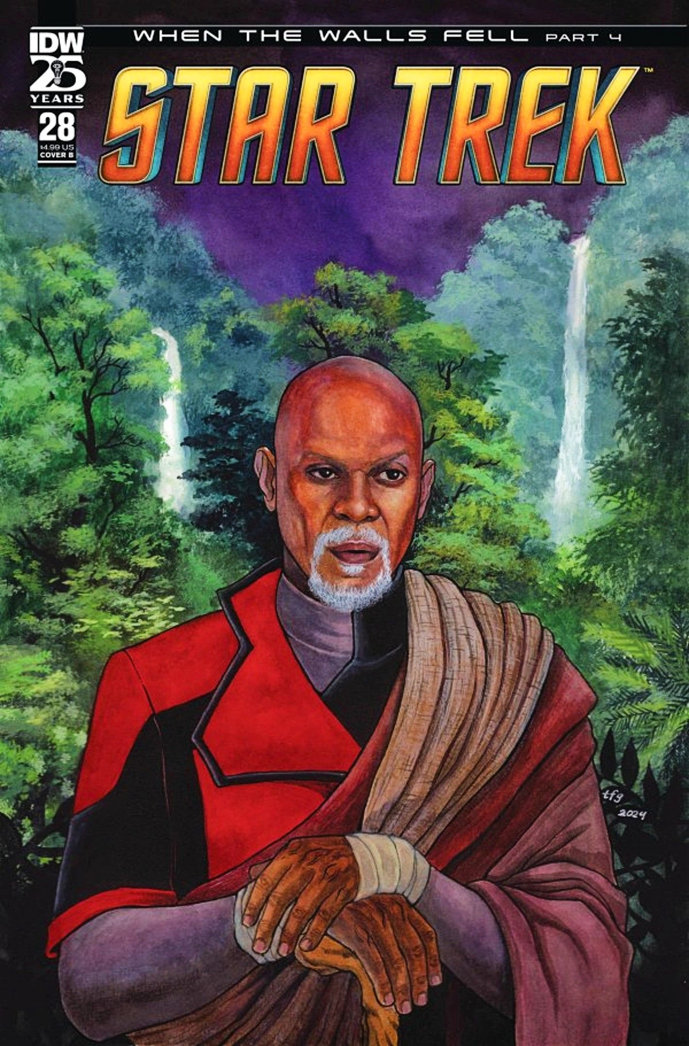 Star Trek #28 cover, featuring an old, monk-like version of Benjamin Sisko