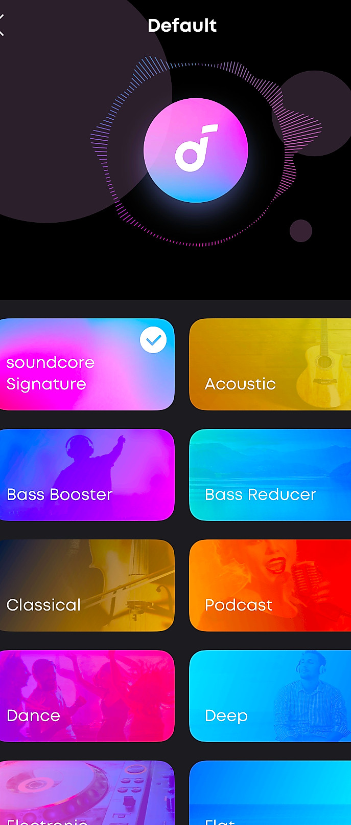 Custom sound presets in Soundcore app