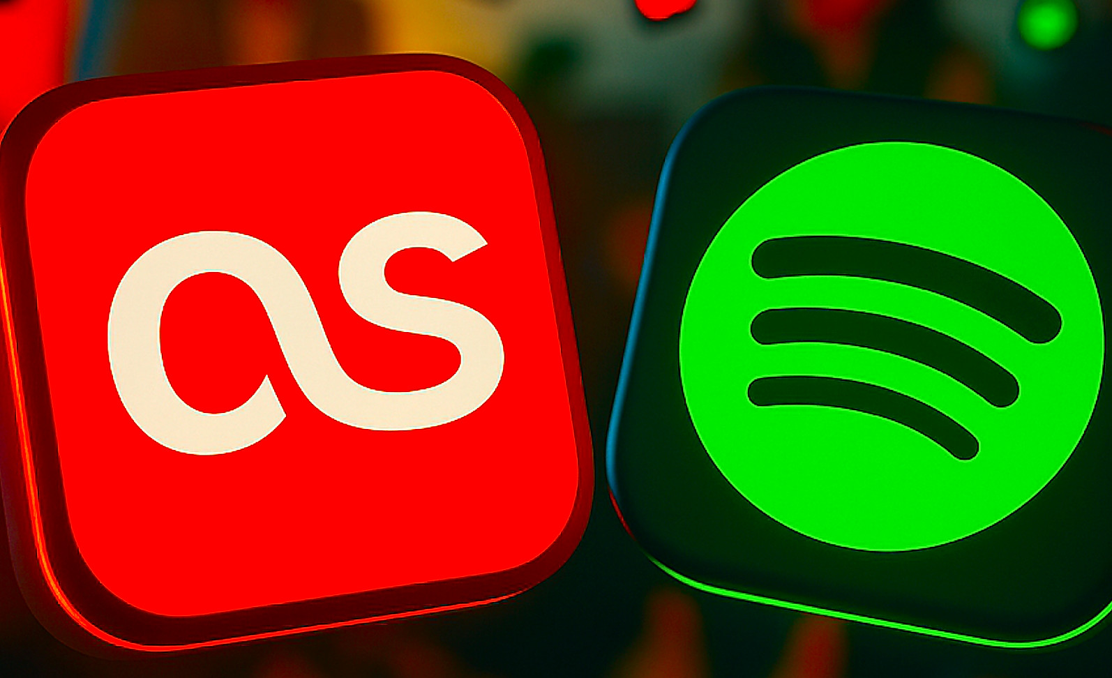last fm and spotify logos.