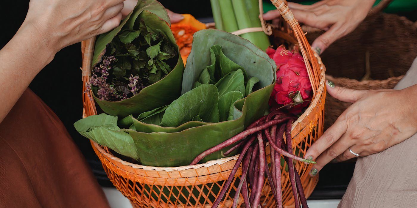 A garden-themed gift basket