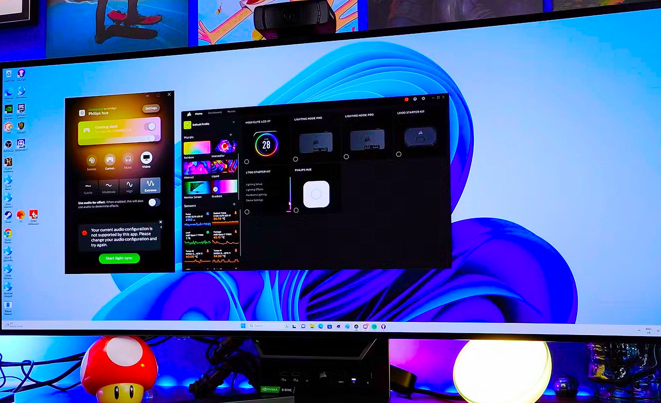 A Corsair ultrawide monitor.