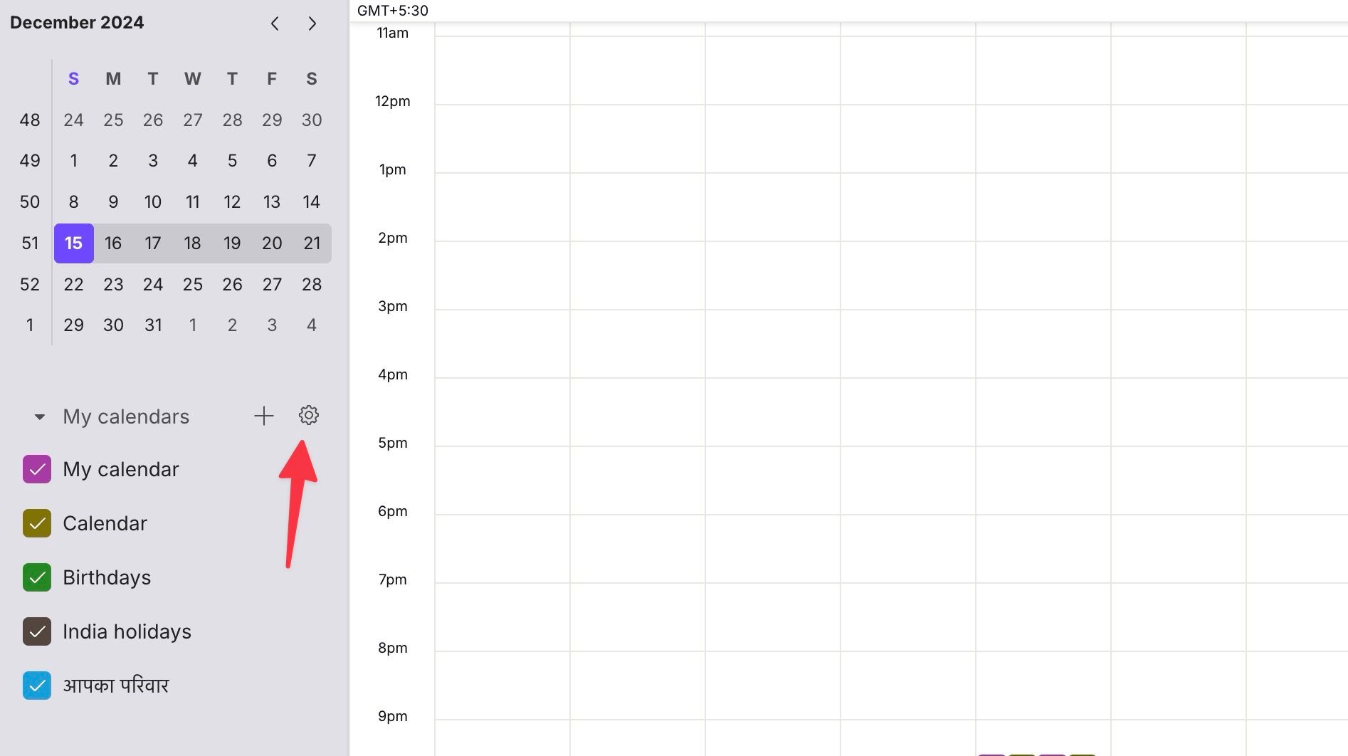Open Proton Calendar settings