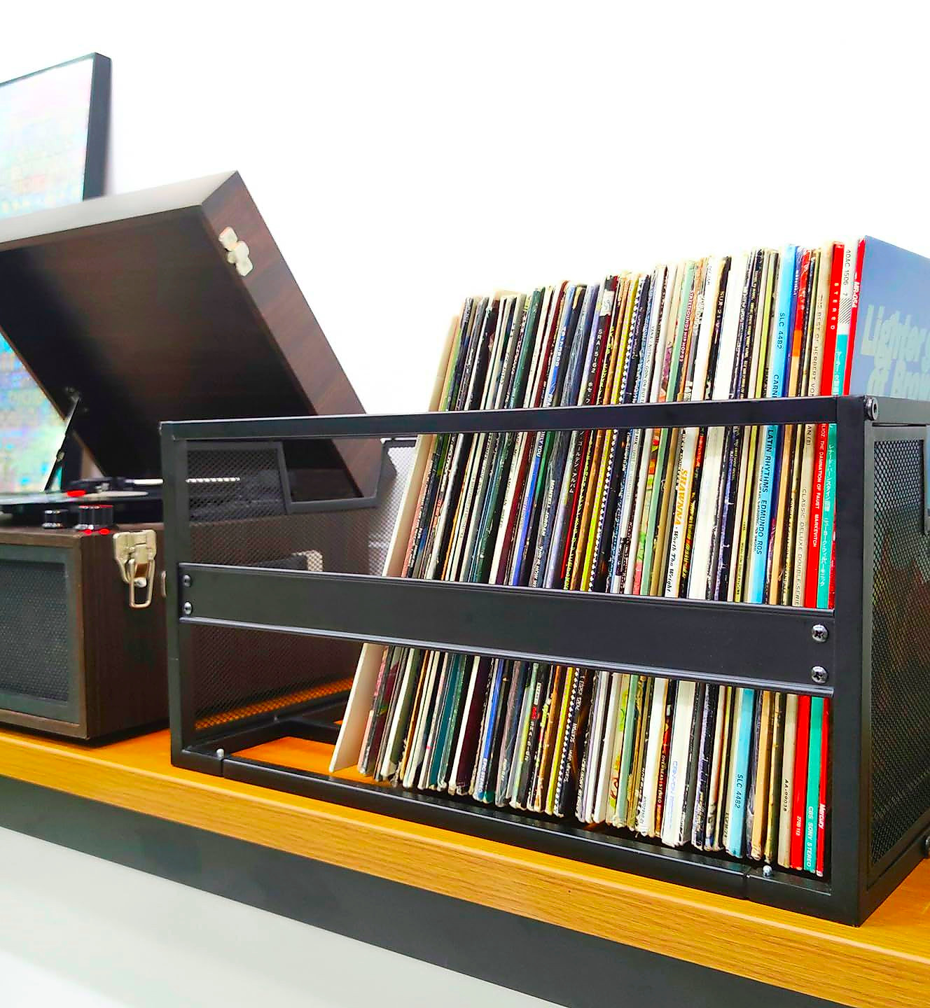 Metal Vinyl Record Storage Crate with Wheels