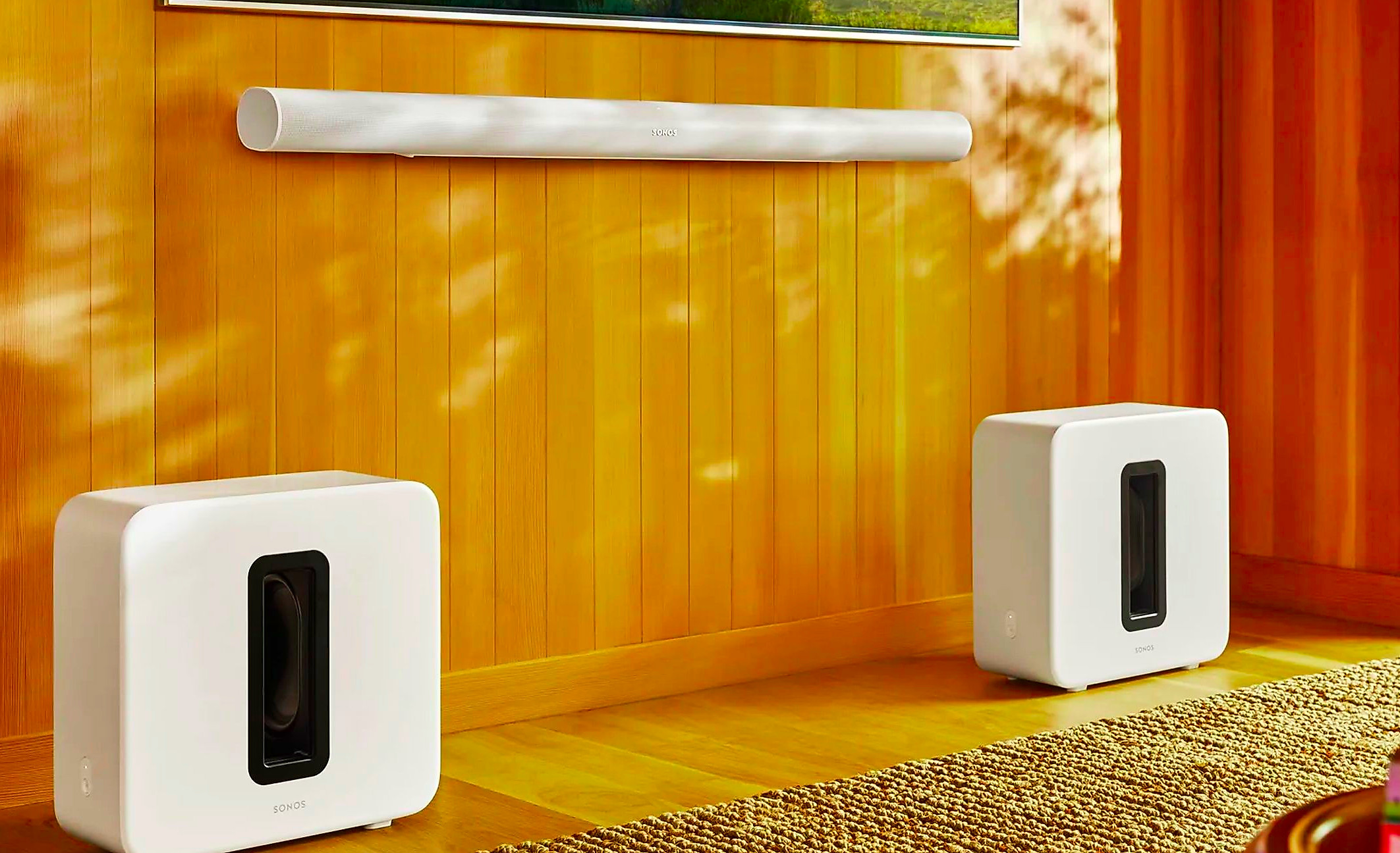 The Sonos Arc Ultra and a pair of Sub 4s.