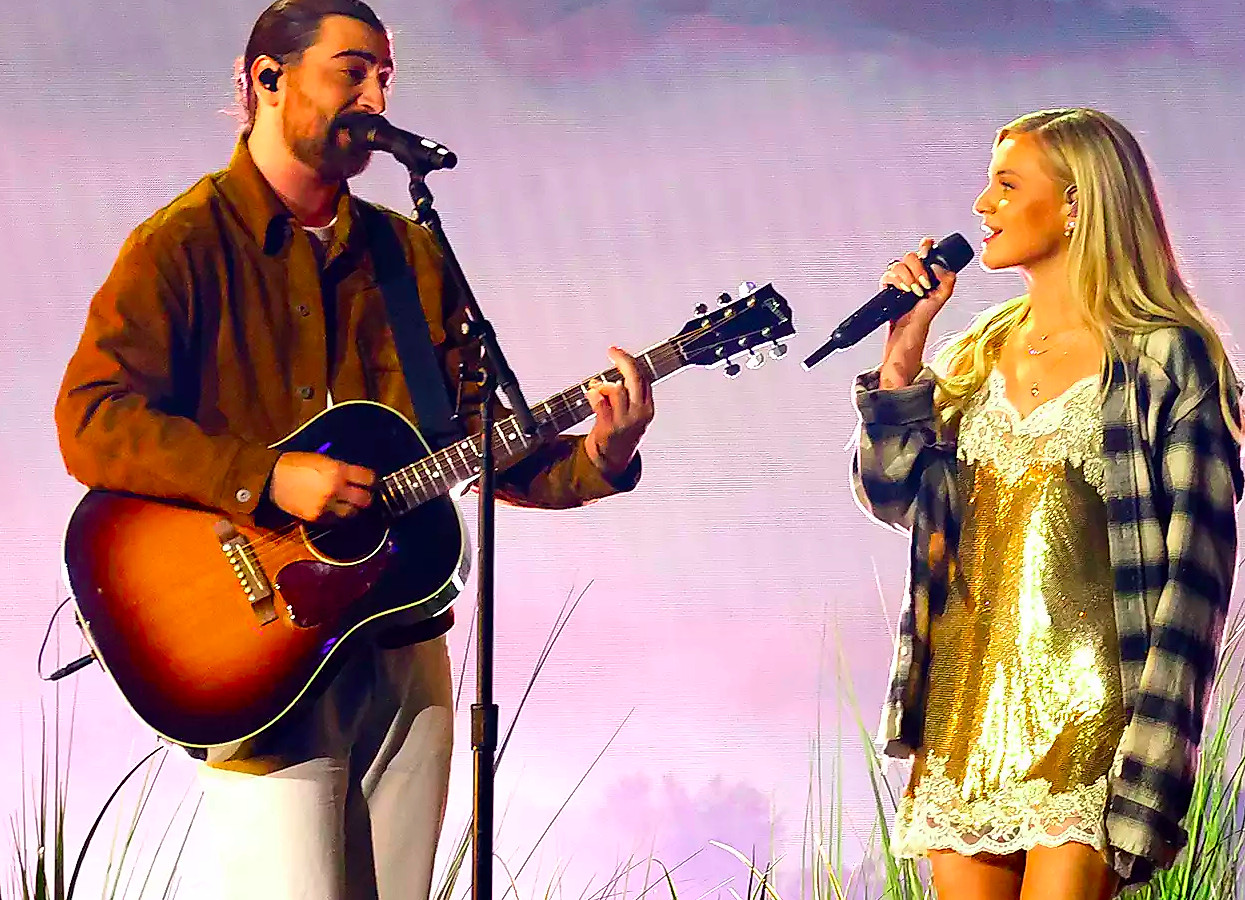 Noah Kahan and Kelsea Ballerini perform onstage during the 59th Academy of Country Music Awards