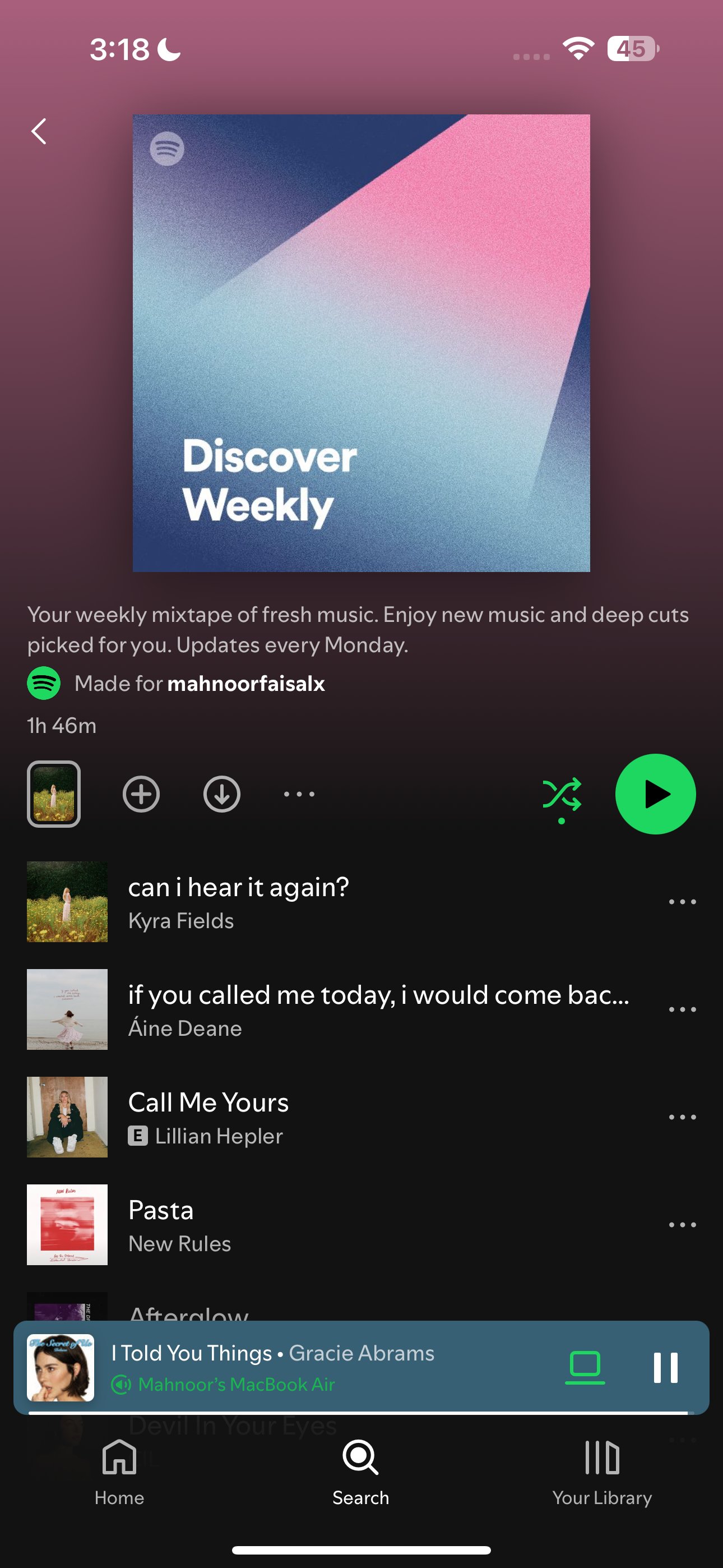 Discover Weekly Spotify playlist