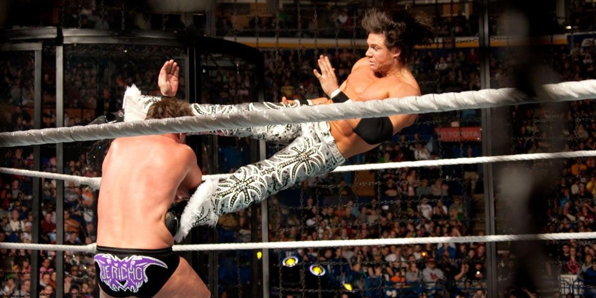 John Morrison v Chris Jericho v Undertaker v R-Truth v CM Punk v Rey Mysterio Elimination Chamber 2010 Cropped