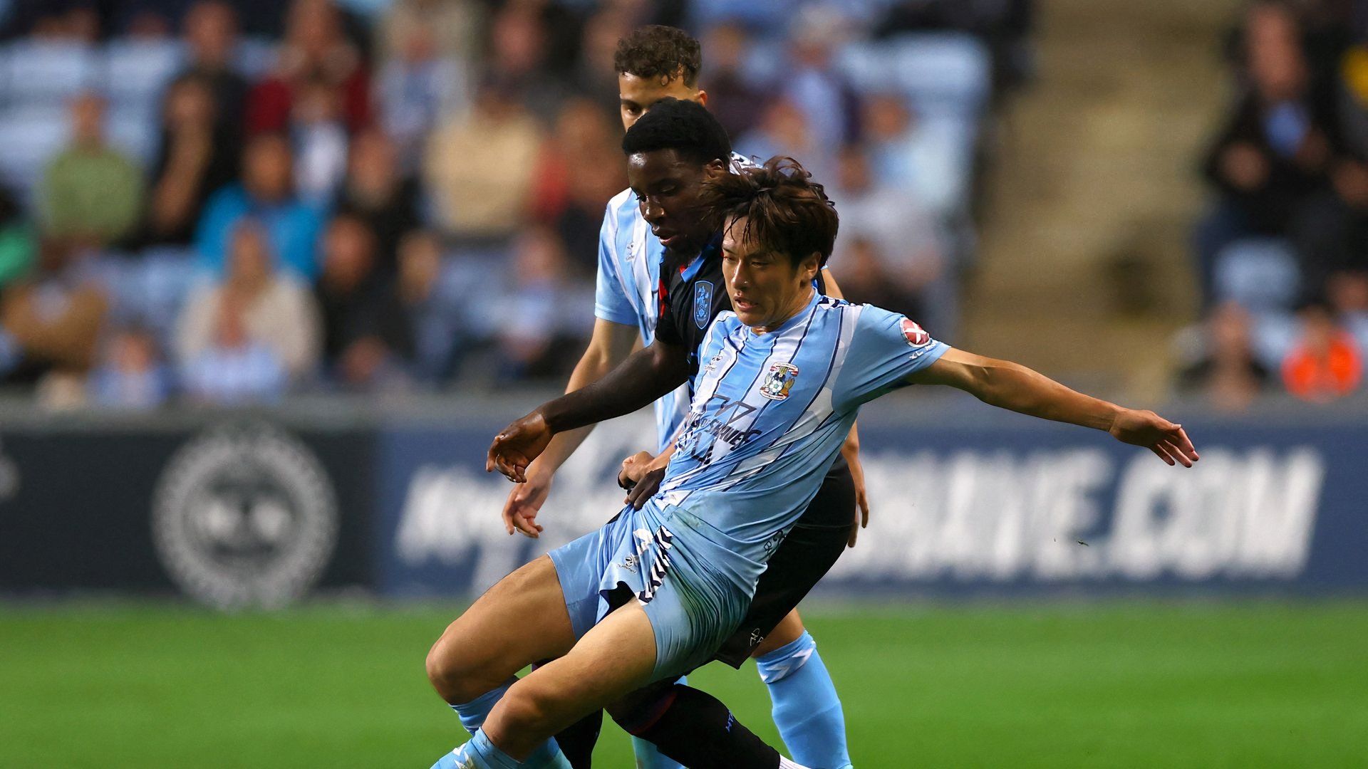 Jaheim Headley playing for Huddersfield Town against Coventry City