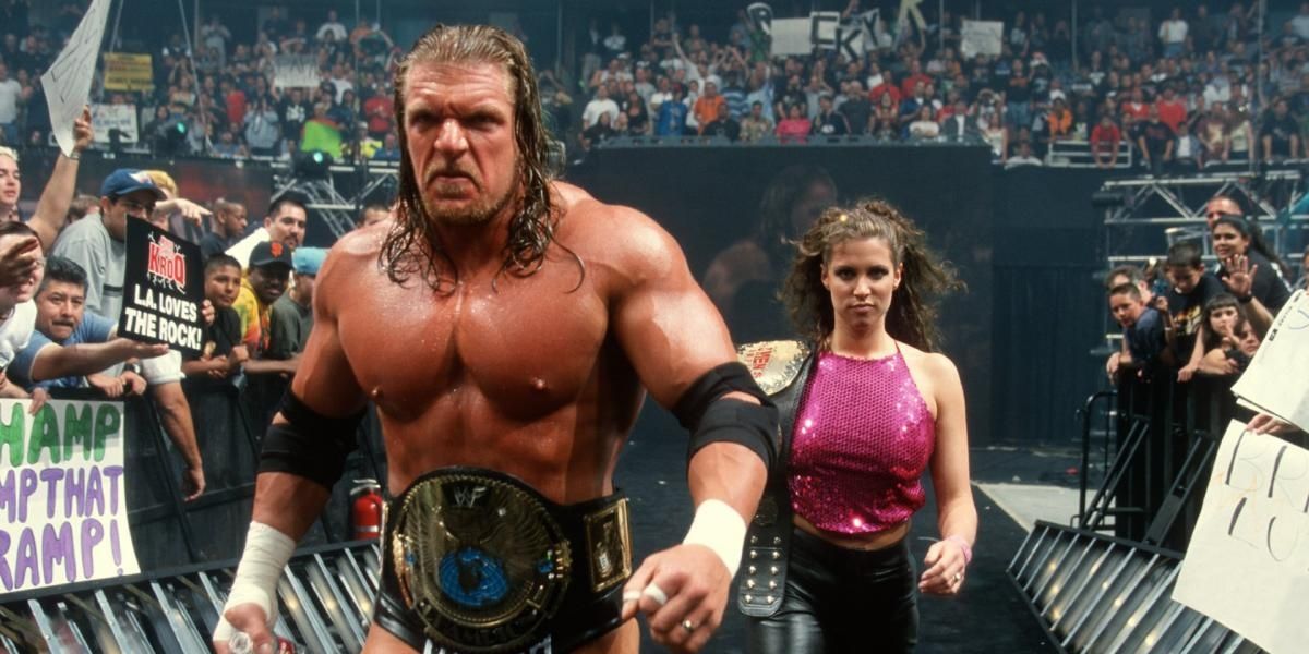 Triple H WWE Champion & Stephanie McMahon Women's Champion WrestleMania 16 Cropped