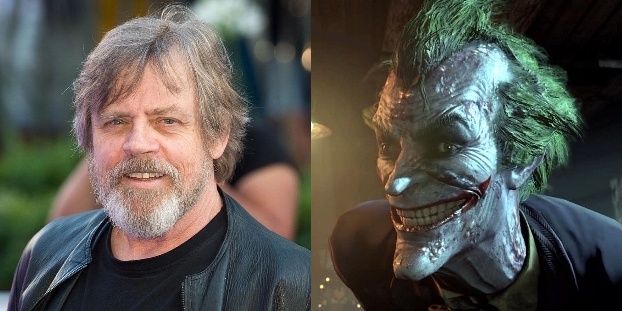 Picture of Mark Hamill on left and Joker on the right