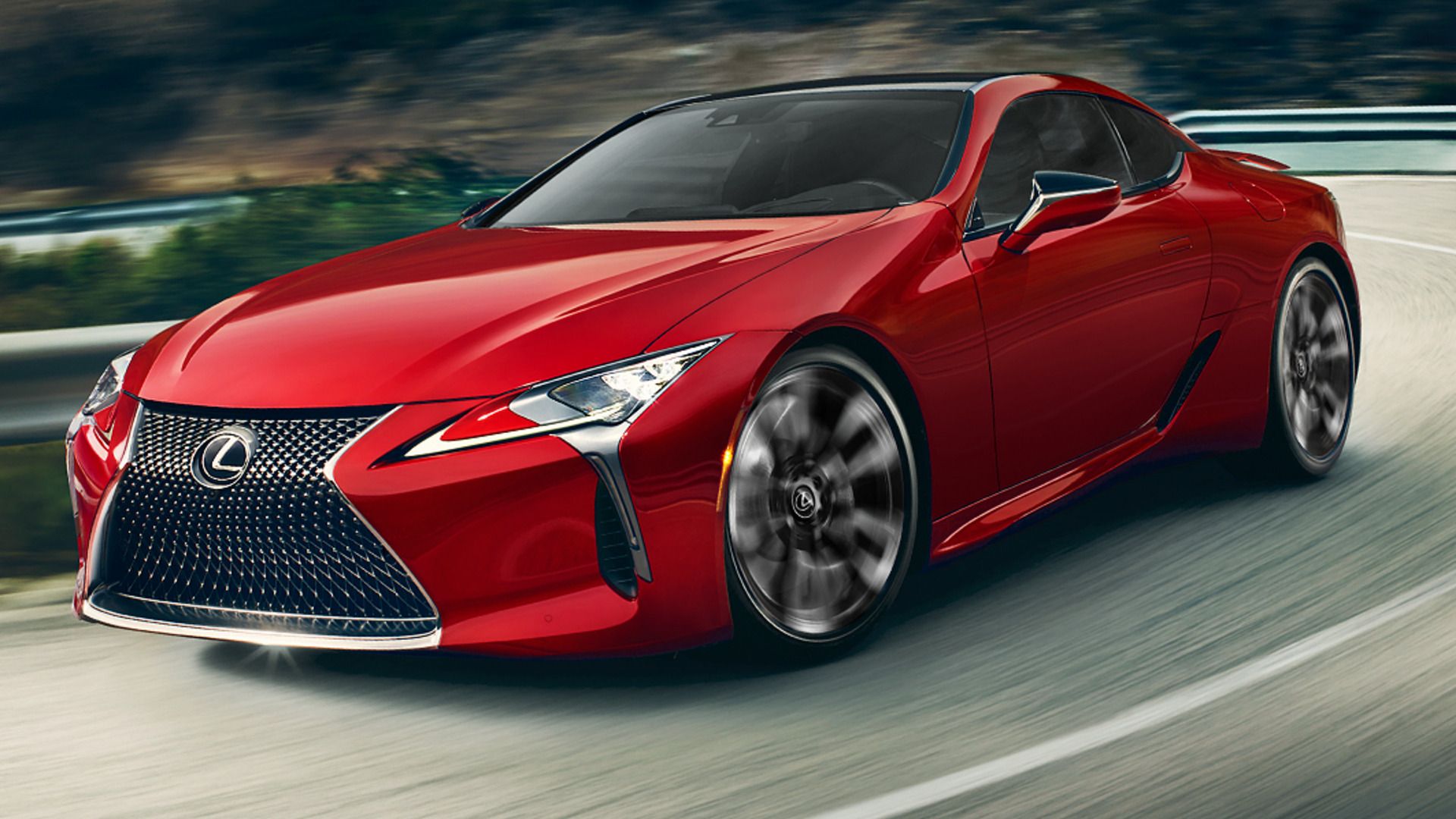 2025 Lexus LC Red Front Angle Driving