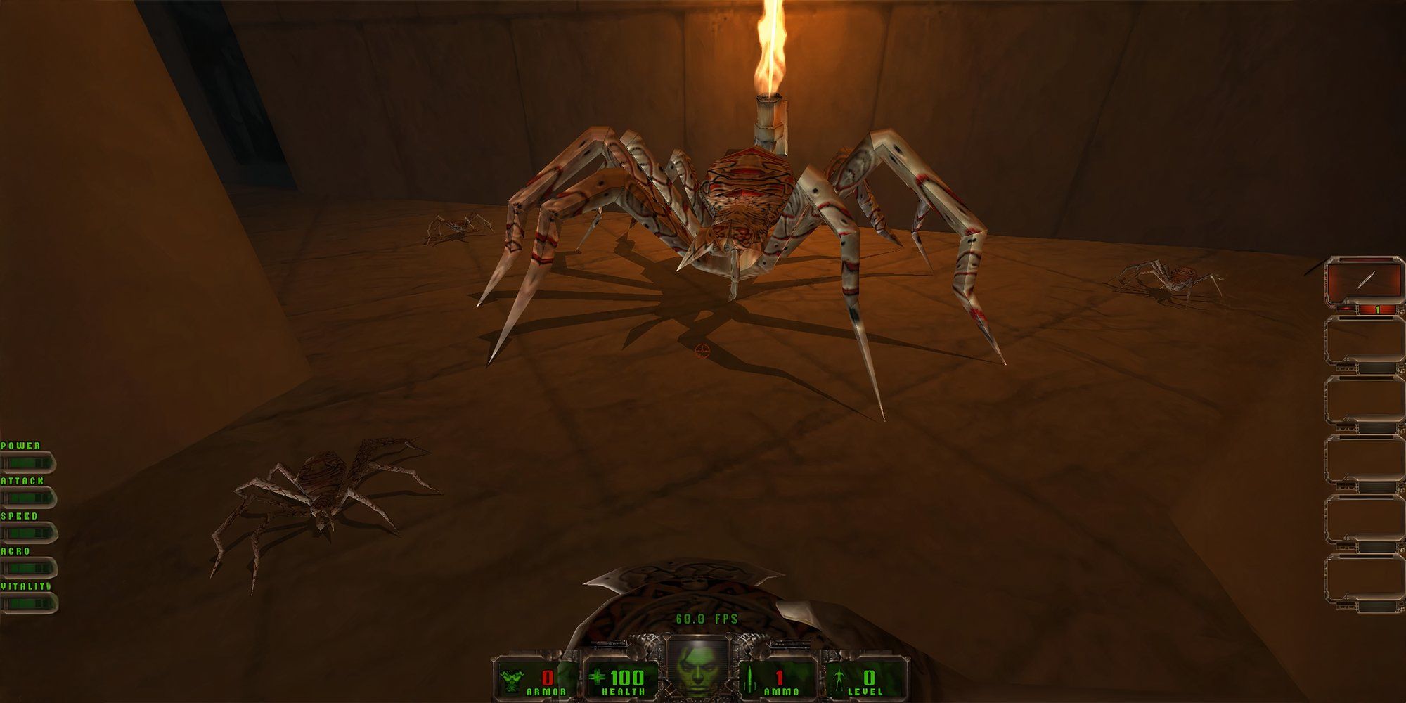 Daikatana gameplay. Fight against giant spider