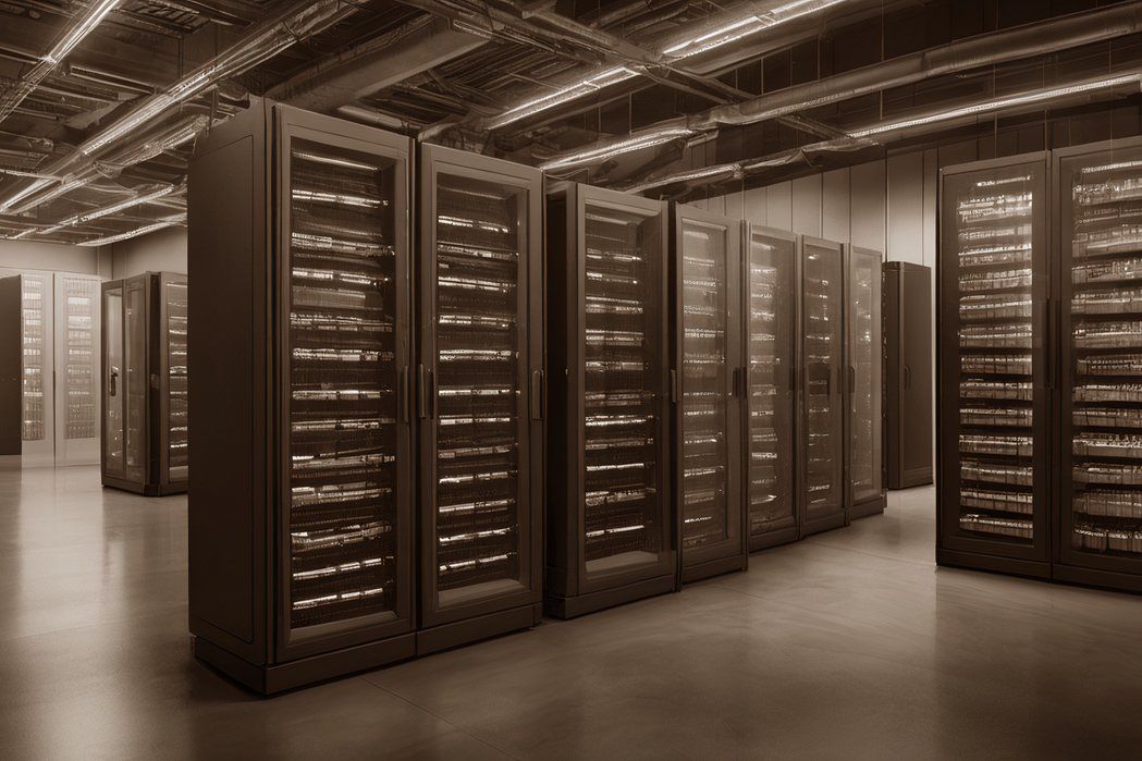 A data center of a university with storage racks