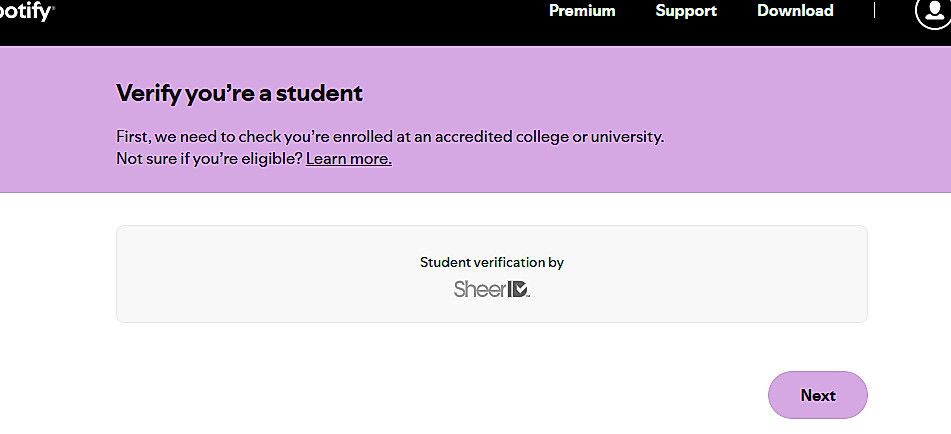 Use SheerID in Spotify to verify student status-1